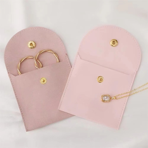 Custom Logo 8*8cm Microfiber Flap <b>Envelope</b> Velvet Bag Pouch for Necklace Ring Jewelry Packaging Exclusive <b>Gift</b> Packaging - Product Image 2