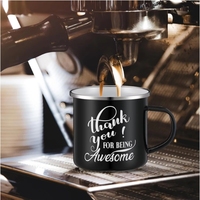 Mug à café émaillé de marque privée 12 oz en gros, écologique, réutilisable, avec couvercle, couleur et logo personnalisables, isotherme