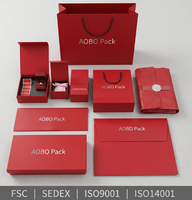 Boîte cadeau carrée en carton écologique, recyclable et biodégradable, avec logo rouge embossé personnalisé, finition mate premium et ruban.