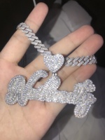 Bijoux hip-hop personnalisés en argent 925 Prog GRA VVS Moissanite Pendentif personnalisé avec nom en écriture cursive