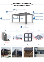Pergola de jardin en aluminium motorisée haut de gamme Tingmeihaoting avec structure de toit plat, étanche, kit aluminium extérieur