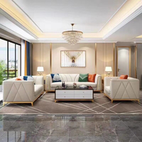 Leicht Luxuriöses Sofa im Europäischen Stil Modernes Einfaches Sofa Anpassbare Größe Wohnzimmer Kunstleder Stoff Moderne Wohnmöbel
