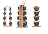Haltères de musculation haut de gamme en acier avec poignée en bois massif, remplis de sable, kettlebells, cloches de swing, enveloppés de cuir pour l'entraînement en salle de sport