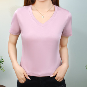 100% Mercerized Cotton Ladies Cropped Tee T-shirts Blank White <b>Women</b> Crop Top <b>Tshirt</b> With logo - Product Image 4