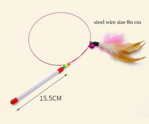 Teint <span class=keywords><strong>Pas</strong></span> <span class=keywords><strong>Cher</strong></span> Rétractable Plumes De Poulet Queue Bâton Fée Pet Jouet Interactif Intérieur Teaser Baguette Fourrure Plume Jouet - Product Image 2