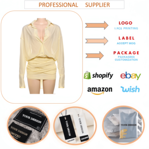 K24D6 Abito Mini da Festa Unico con Design <span class=keywords><strong>Chic</strong></span>, Moda Boutique, Maniche Lunghe e Collo Rovesciato per Donna - Product Image 6