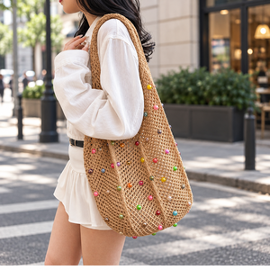 Bolso de Playa Tejido a Crochet Estilo Boho con Material de Terylene, Diseño Portátil de Verano para Mujer - Product Image 5