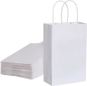 Bolsa de Papel de Color Liso Sin Logotipo, Bolsas de Papel Kraft con Asas de Cuerda, Bolsa de Papel Biodegradable con Asas para Llevar, Precio al por Menor - Product Image 6