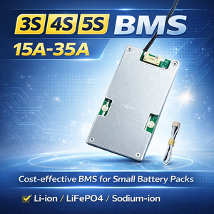 HBJ <span class=keywords><strong>BMS</strong></span> économique 3S 4S <span class=keywords><strong>5S</strong></span> 12V 15V <span class=keywords><strong>18V</strong></span> 15A-35A pour batteries Li-ion, LiFePO4, Sodium-ion avec équilibrage de courant 120mA - Product Image 1