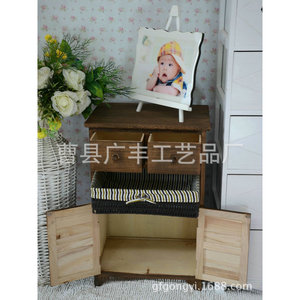Table de chevet multi-tiroirs de style campagnard en bois massif brun, table de nuit de rangement pour chambre à coucher, usage adulte - Product Image 2