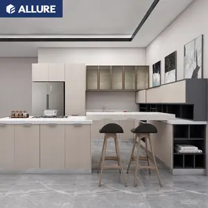 Allure formica personalizado preço justo preto canto de vidro, acessível, moderno, cozinha móveis, balcão armário