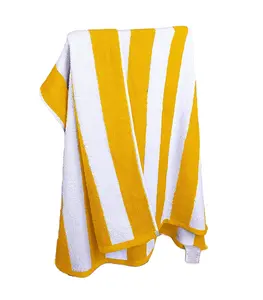 定制条纹泳池毛巾100% 纯棉沙滩巾色织毛巾