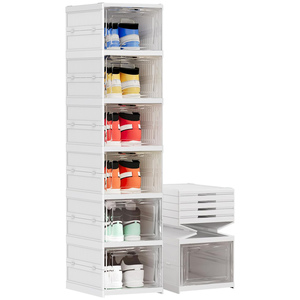 Modern Clear Plastic 1/3/6/9 <b>Tier</b> <b>Shoe</b> Box Foldable Storage Cabinet <b>Shoe</b> <b>Rack</b> Sneaker Organizer With Transparent Doors - Product Image 1