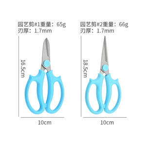 Tijeras de floristería Ht de acero inoxidable con mango de plástico azul, podadora de bypass para cortar tallos de flores, herramienta manual de jardinería - Product Image 2