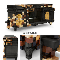Armoire de rangement de luxe grande capacité et durable, édition limitée exclusive, buffet avec intérieur en verre fumé et laiton plaqué or