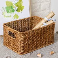 Gewebter Kunststoff-Aufbewahrungskorb Desktop-Spielzeug- und Snack-Organizer Kunststoff-Rattan-Aufbewahrungsbox im Japanischen Stil