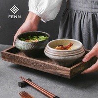 Bol à pâtes rétro en grès peint à la main FENN, bol à matcha japonais en céramique personnalisé, ensemble de bols coniques pour soupe, salade de fruits et desserts