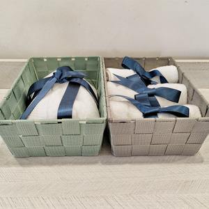 Panier de rangement tissé rectangulaire gris, vert, bleu, noir, écologique, organiseur de vêtements, panier de rangement pour la maison et le bureau - Product Image 4