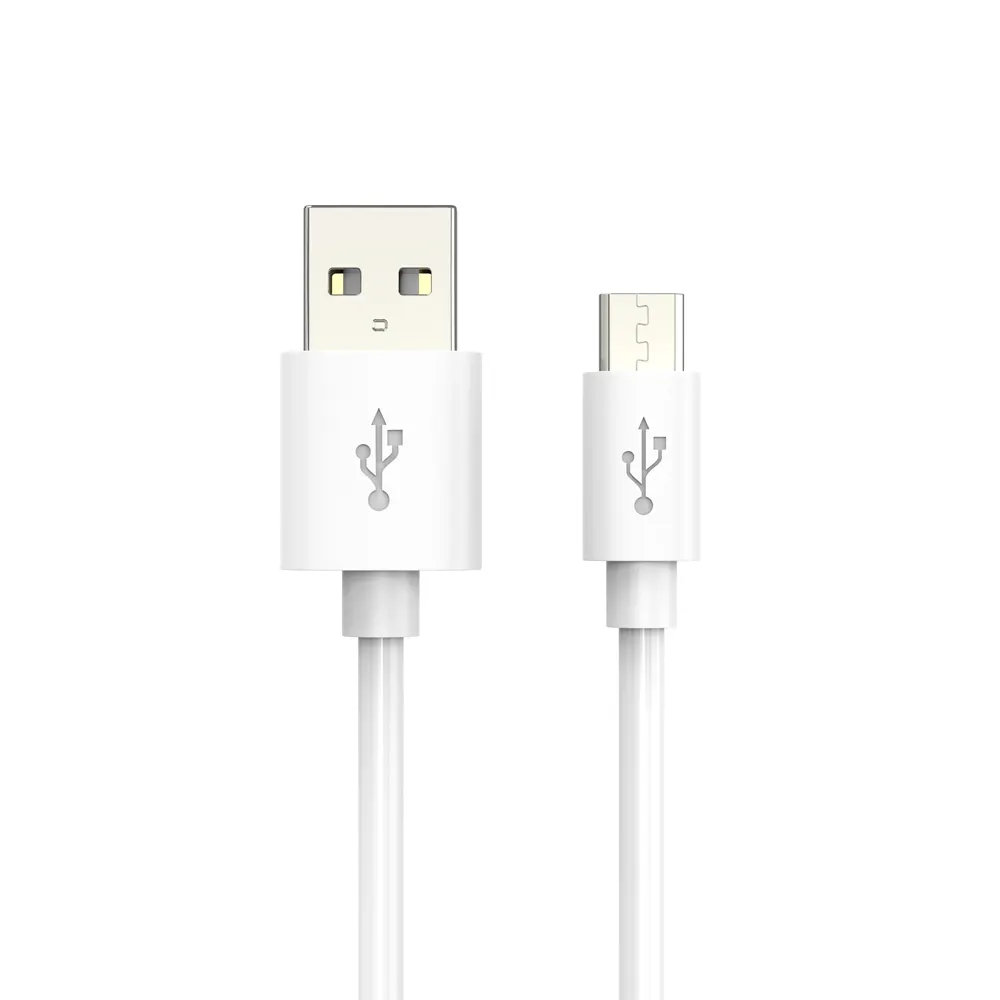 Kabel USB Mikro PVC 1M untuk Samsung, Motorola, Nokia, Kindle, MP3, Tablet, Kabel Pengisi Daya Putih MicroUSB 5pin Kuantitas Kecil