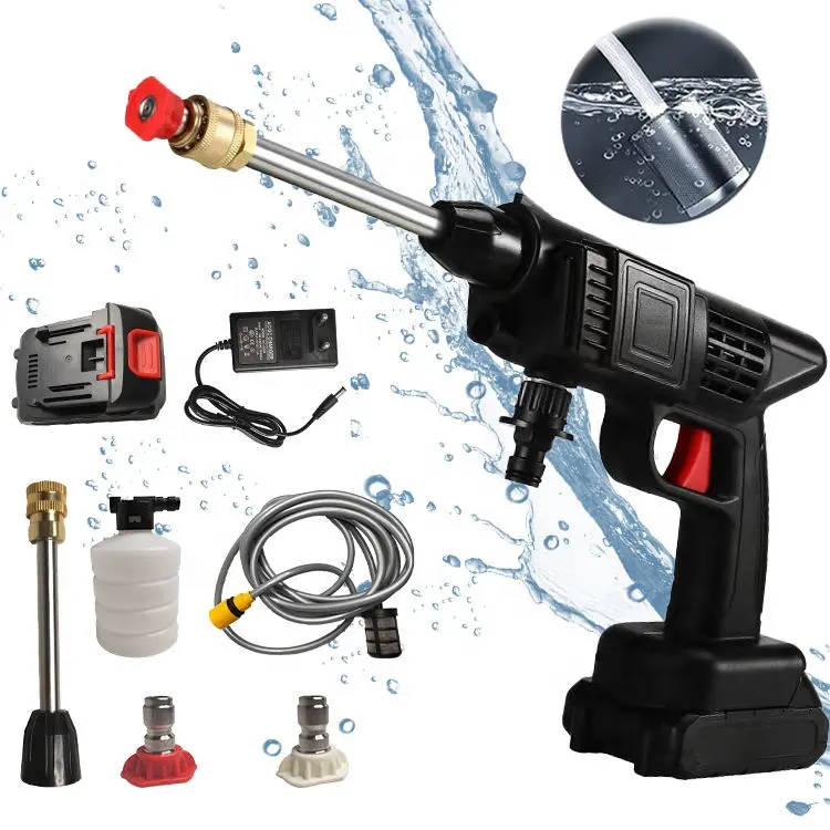 Car Washing Machine Water Spray Gun Car Wash Wireless Lithium Battery Portable Cleaning High Pressure Water Gun