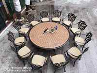 Meubles de jardin et de patio en aluminium moulé pour l'extérieur, résistants aux intempéries, en gros, ensembles de tables et de chaises en aluminium moulé.