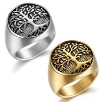 Bague Chevalière Vintage en Acier Inoxydable 316L, Motif Arbre de Vie Géométrique, Style Nordique Celtique, Classique, pour Hommes et Femmes, Bijou Tendance CMA pour Fêtes