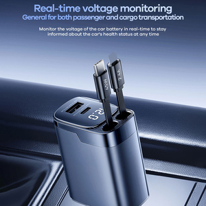 Caricabatterie da Auto Pieghevole REMAX CC09 60W con Cavo Retrattile Doppio Integrato, <span class=keywords><strong>USB</strong></span>-C PD 45W, 4 Porte, Ricarica Rapida, <span class=keywords><strong>Adattatore</strong></span> per <span class=keywords><strong>Accendisigari</strong></span> - Product Image 6