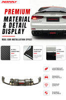 Kit carrosserie Perfiply en fibre de carbone véritable, style KB, diffuseur de pare-chocs arrière avec éclairage LED pour Audi A5 S5 B8.5 4 portes 2017-2019
