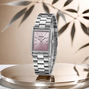 Montre élégante pour femme, style business, cadran carré, mouvement MIYOTA, acier inoxydable, verre saphir, résistance à l'eau 3 ATM, logo personnalisé - Product Image 1