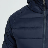 Vente en gros Vestes d'hiver à capuche en nylon noir avec logo personnalisé en plumes de canard chaudes et légères pour l'extérieur Vestes d'hiver rembourrées en duvet pour hommes