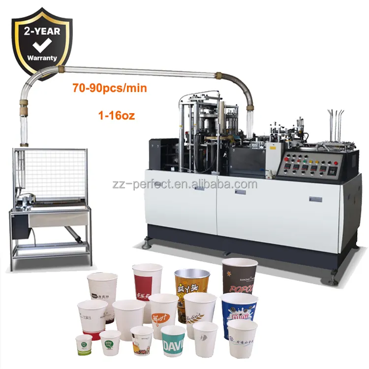 Biologisch abbaubare voll automatische 80-90 Stück/min Papier Kaffee Tee Fruchtsaft becher Maschine für die Herstellung von Pappbechern