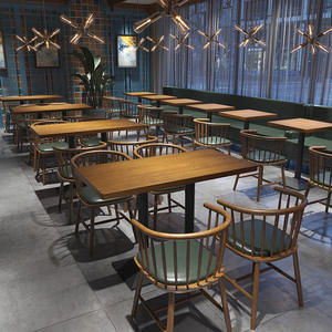 Ensemble de table, chaise, canapé et banquette de style moderne pour hôtel, café, restaurant, en bois massif, usage commercial, facile à nettoyer - Product Image 6