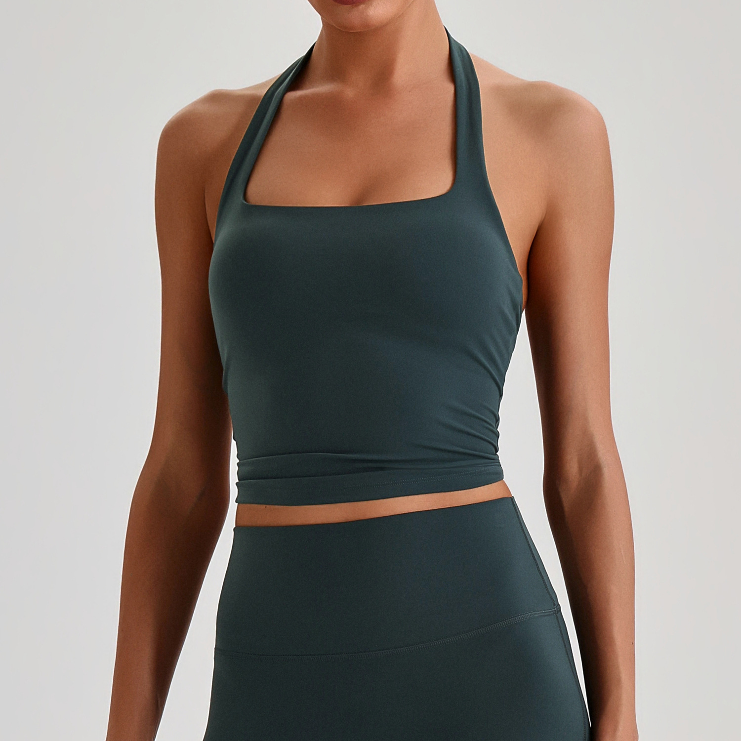 Custom Logo Halter Neck Sports Bra Breathable Open Back Yoga Bralette Summer Outdoor Running Crop Top Gym Clothing 4150