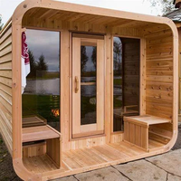 Cabine de sauna extérieure électrique en bois massif moderne, grande taille, type Tiny House, avec fenêtre en verre, poêle 12KW, fonction vapeur, vente en gros