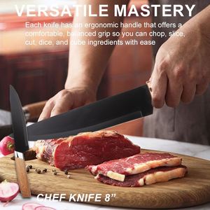 Nouvel ensemble de 6 couteaux de cuisine professionnels en acier inoxydable Swiss Line avec manche en bois et coffret cadeau - Product Image 4