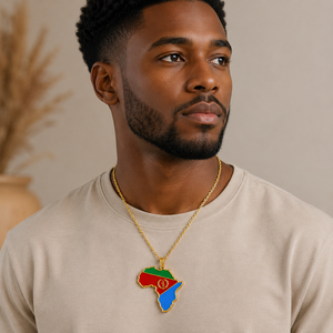 Collier pendentif tendance en forme de carte d'Afrique chrétienne, en acier inoxydable plaqué or 18 carats, bijoux du Ghana, du Nigéria et du Congo, idéal pour les cadeaux. - Product Image 2