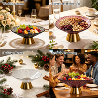 Ensemble de bols décoratifs sur piédestal doré, bol à fruits en verre avec support pour la maison, les mariages et les fêtes