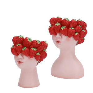 Udeco nuovo Design creativo ragazza fragola vaso di fiori essiccato carino vaso moderno <span class=keywords><strong>in</strong></span> <span class=keywords><strong>resina</strong></span> per la decorazione della casa - Product Image 3