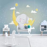 Papier peint mural moderne mignon motif lapin, teintes douces, fleurs, ignifuge, papier peint mural 3D, décoration murale pour la maison