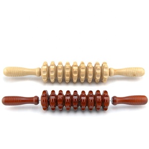 9-Wheel Wooden Abdomen Massager Multifunctional Fitness <strong>Roller</strong> Stick Muscle Relax Tool Body Anti <strong>Cellulite</strong> Waist Massage <strong>Roller</strong> - Product Image 1