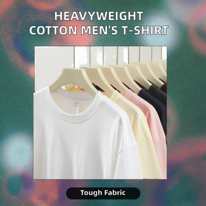 Custom 260G Heavyweight 100% Cotton Crewneck <b>Men's</b> <b>T</b>-<b>Shirts</b> Regular Fit Drop Shoulder Blank Eco-Friendly Sports Casual Short - Product Image 2