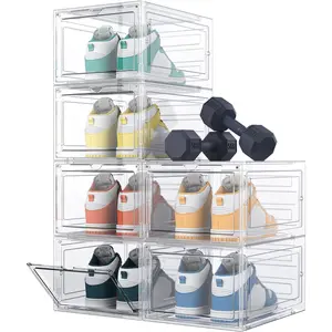 Acryl-Sneaker-Schuhkarton Aufbewahrung stapelbare Schuhverpackungsboxen durchsichtiger harter Kunststoff-Schuhkarton mit magnetischer Tür
