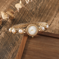Montre à quartz pour femme Olves 5669 de luxe, bracelet en perles roses, montre-bracelet élégante, étanche, cadran analogique