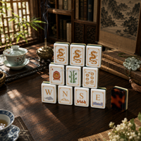 Ensemble de Mahjong américain Eastern Art avec 160 tuiles en acrylique écaille de tortue, motif grue, bambou et dragon, pour cadeau de collection, OEM