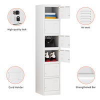 Casier en acier à 6 portes, casier de rangement multi-spaces avec serrure à clé, revêtement en poudre écologique, certificat CE ISO RAHS, OEM ODM