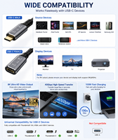 Câble d'extension USB4 Type-C, données 40 Gbps, vidéo 8K, charge rapide PD 100 W, cordon tressé plaqué or compatible Thunderbolt 4