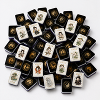 Mahjong en acrylique personnalisable de 160 pièces, motifs Tai Chi noir et or, Joker/Dragon/Tigre, idéal pour les fêtes et les soirées jeux à la maison