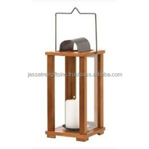 Linterna colgante de metal con revestimiento de polvo marrón, diseño moderno, forma cuadrada con paneles de vidrio para decoración del hogar - Product Image 3