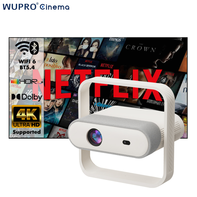 2025 New Design Wupro/OEM NSL03 Portable Mini Projector 400ANSI Lumens HDR10+ Smart Android Native 1080P Outdoor LCD Projector