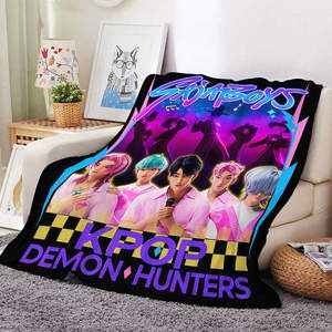 ผ้าห่มนุ่มลายอนิเมะ ภาพยนตร์ เคป๊อป นักล่าปีศาจ แบบขายส่ง OEM ผลิตตามสั่ง ขนาด 50*60 นิ้ว - Product Image 4